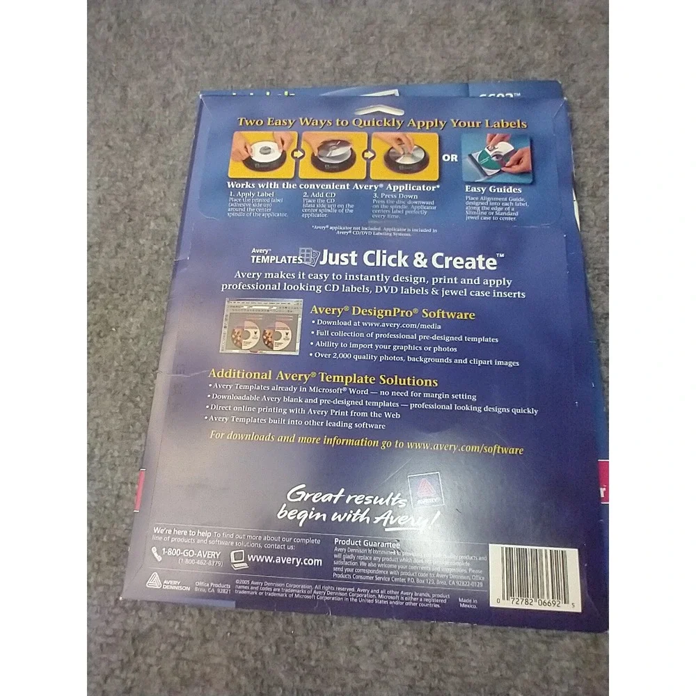 Avery 6692 Matte White CD Labels  Color Laser Copier 46 Disc 92 Spine Label